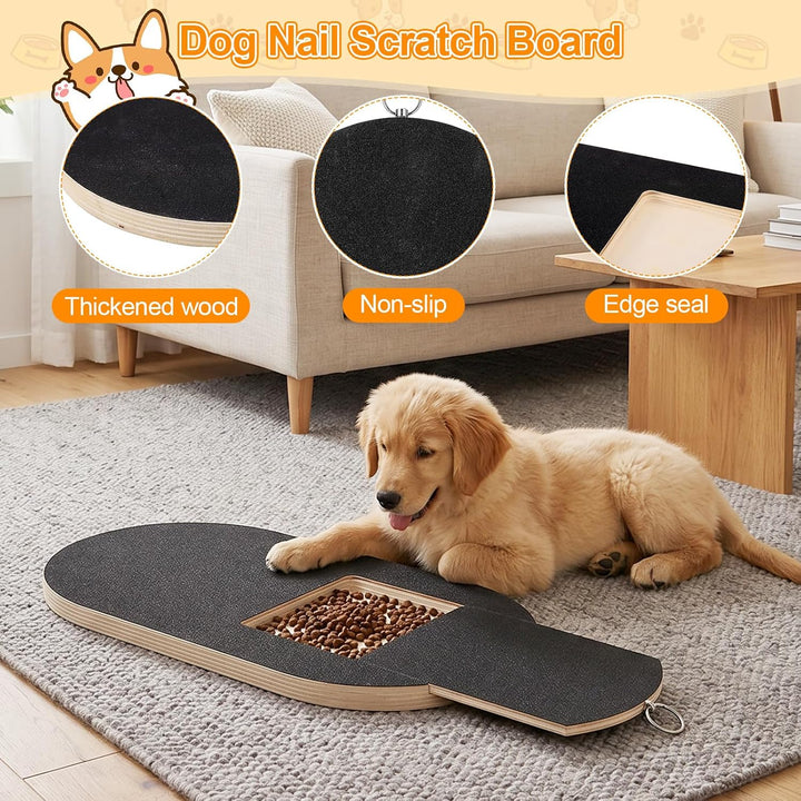 Starvortex Kratzbrett Hund, Dog Nail Scratch Board mit Snack-Box, Holz Krallenschleifer für Hunde Bo