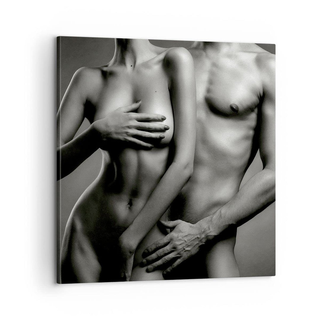 Bilder auf Leinwand Frau Mann Nackt Paar Leinwandbild mit Rahmen 60x60cm Wandbilder Dekoration Wohnz