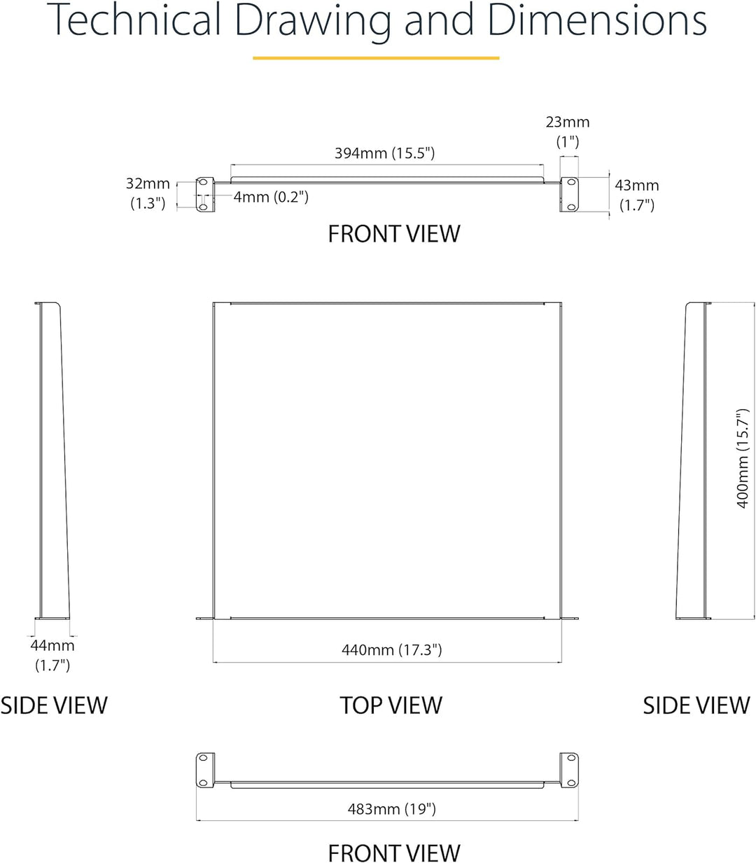 StarTech.com Serverschrank Fachboden - 19 Zoll Rack Fachboden - 19 Zoll Rack Ablage - 1HE Fachboden