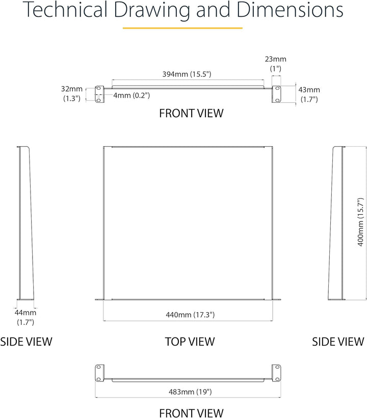 StarTech.com Serverschrank Fachboden - 19 Zoll Rack Fachboden - 19 Zoll Rack Ablage - 1HE Fachboden