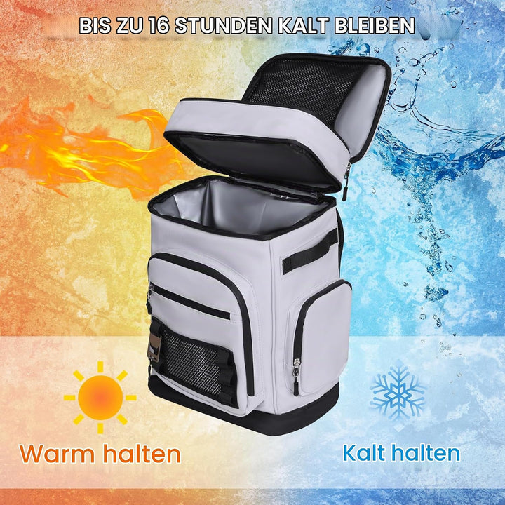 REDCAMP Kühlrucksack 30L, 16h kalt, wasserdicht, Thermo Rucksack für Strand | Isolierter Kühltasche