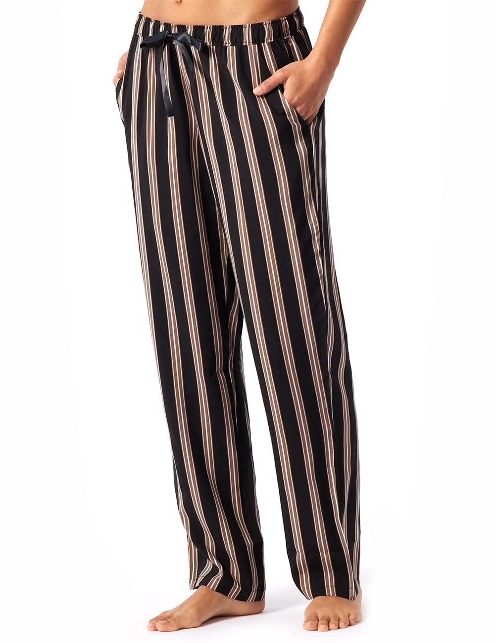 Schiesser Damen Mix & Relax Webhose Lang Schlafanzughose, Braun