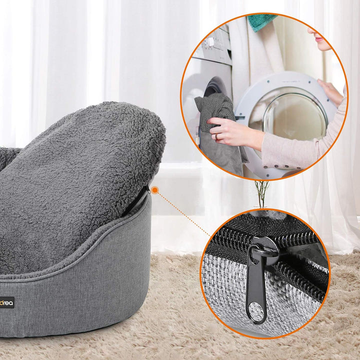 Feandrea Hundebett, Hundekorb, Wendekissen, 83 x 63 x 27 cm, grau PGW32GG Grau L 83 x B 63 x H 27 cm