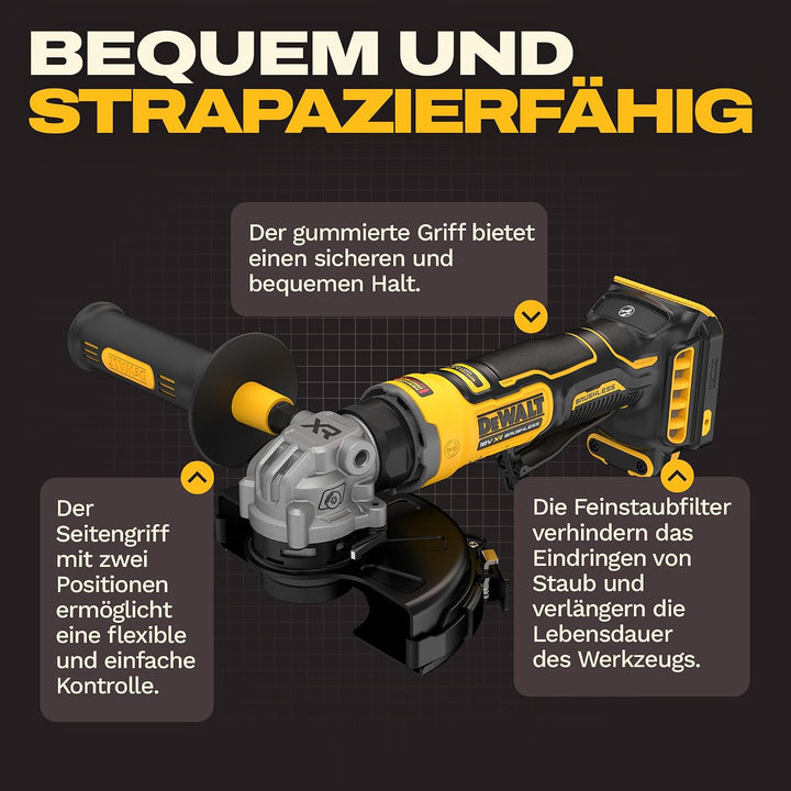 DEWALT 18V XR bürstenloser kompakter 125mm Winkelschleifer, Sologerät, DCG404N-XJ