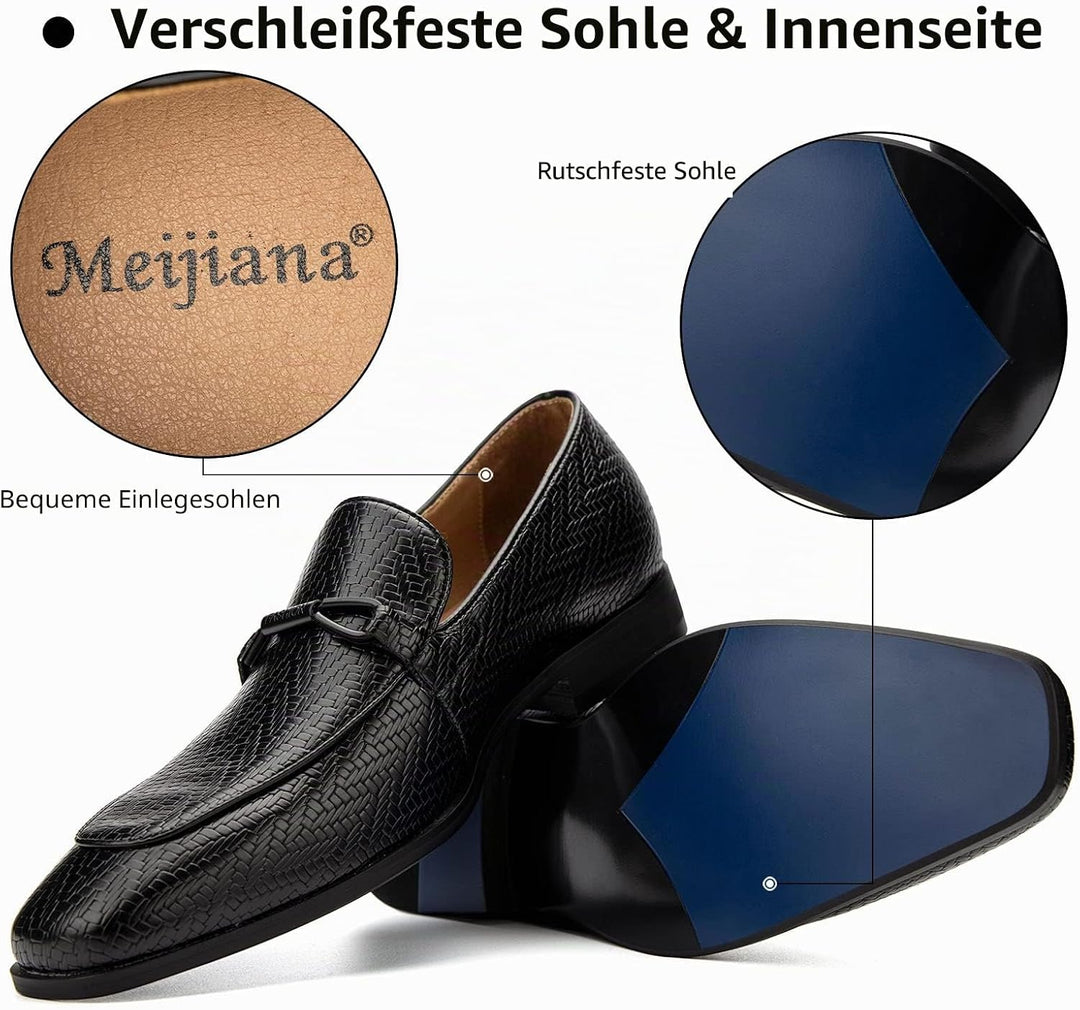 MEIJIANA Herren Mokassins Herren Elegante Schuhe Herren Casual Slip on Anzugschuhe 42 EU Schwarz 01,