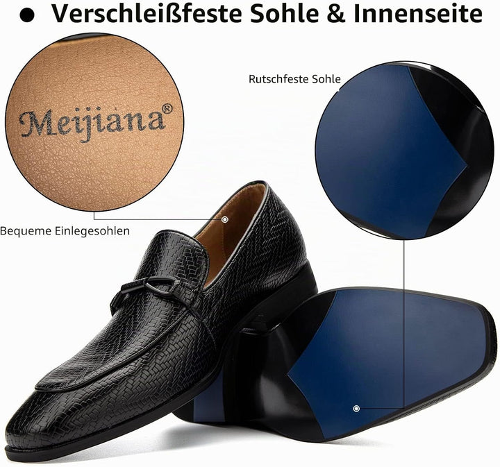 MEIJIANA Herren Mokassins Herren Elegante Schuhe Herren Casual Slip on Anzugschuhe 42 EU Schwarz 01,