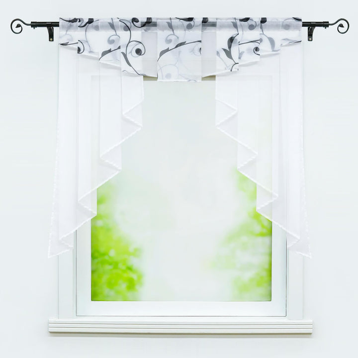 Yujiao Mao Voile Kleinfenster Gardinen Weiss Vorhang Fenstergardine Scheibengardine mit Falten Schwa