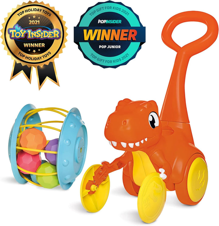 Toomies E73254 Tomy Pic &amp; Push T. Rex, Children, Jurassic World, Educational Push &amp; Go Vehicle, Colo