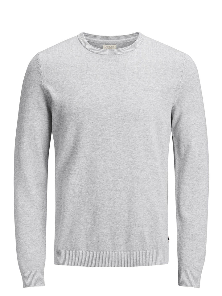 JACK & JONES Male Strickpullover Einfarbig Strickpullover Light Grey Melange L Klassisch, Light Grey