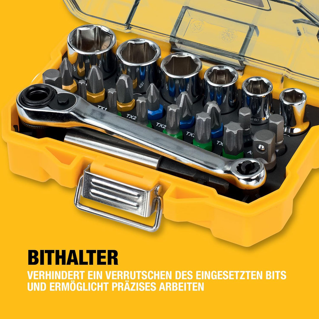 DEWALT Schrauber Bit- und Ratschen-Set (24-tlg., im robusten Case, TSTAK kompatibel) DT71516 1 einhe