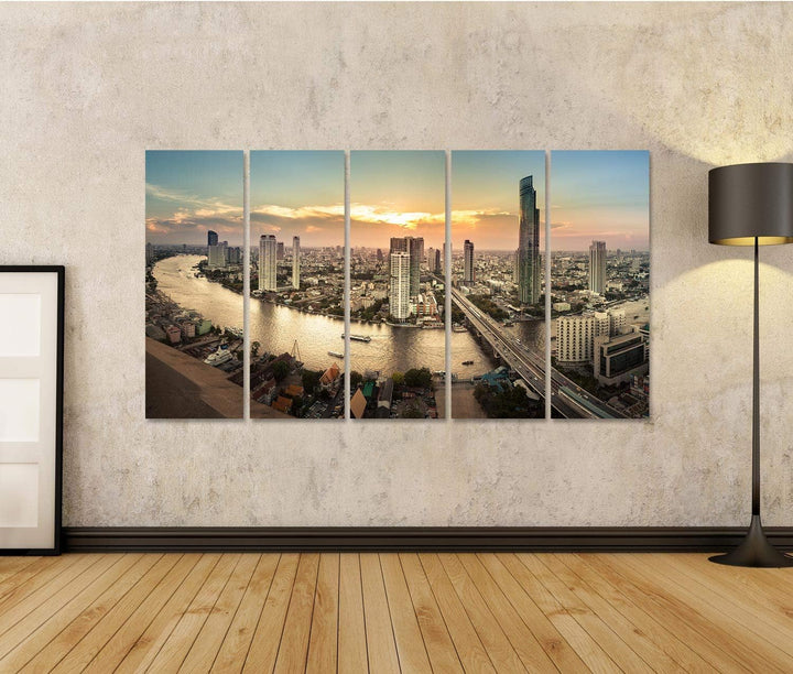 islandburner Bild auf Leinwand Landschaft Der Fluss In Bangkok Stadt Panorama Bilder Wandbilder Post