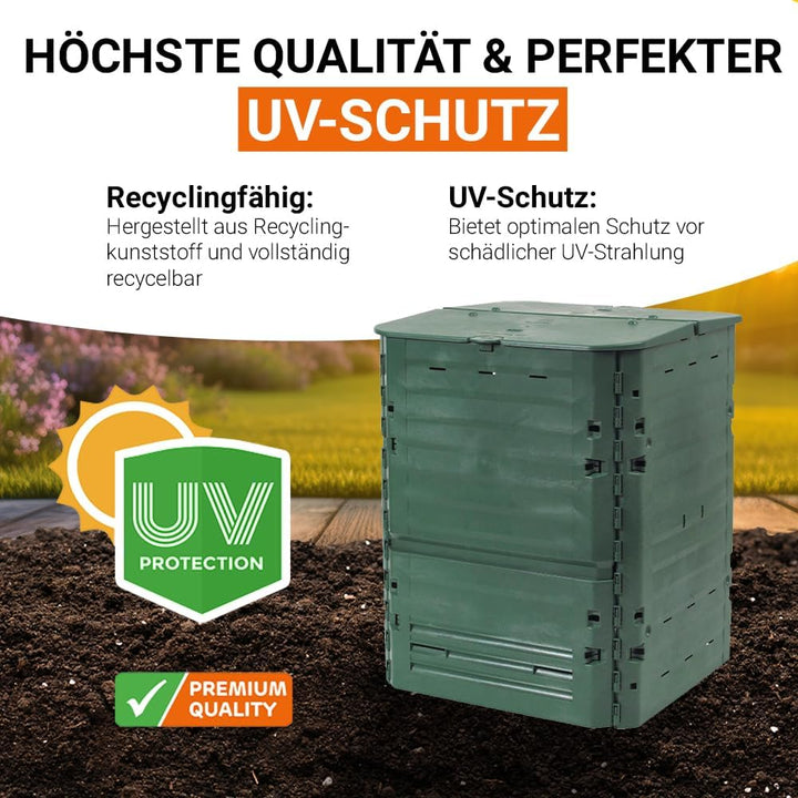 GARANTIA Thermo-King Komposter 400 Liter grün - Komposter Garten, Schnellkomposter, Abfall & Recycli