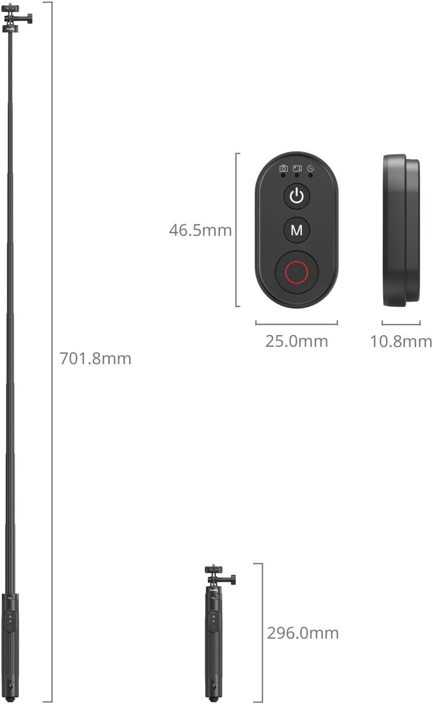 SMALLRIG 59" Selfie-Stick-Stativ mit Fernbedienung, Ausziehbares Stativ für DJI Osmo Action 5 Pro/Po