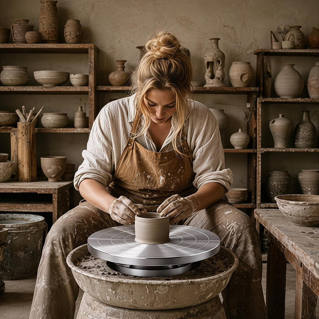 Drehbare Töpferscheibe Aluminium Drehscheibe Craft Clay Drehteller, DIY Tonwerkzeuge Doppelseitige K
