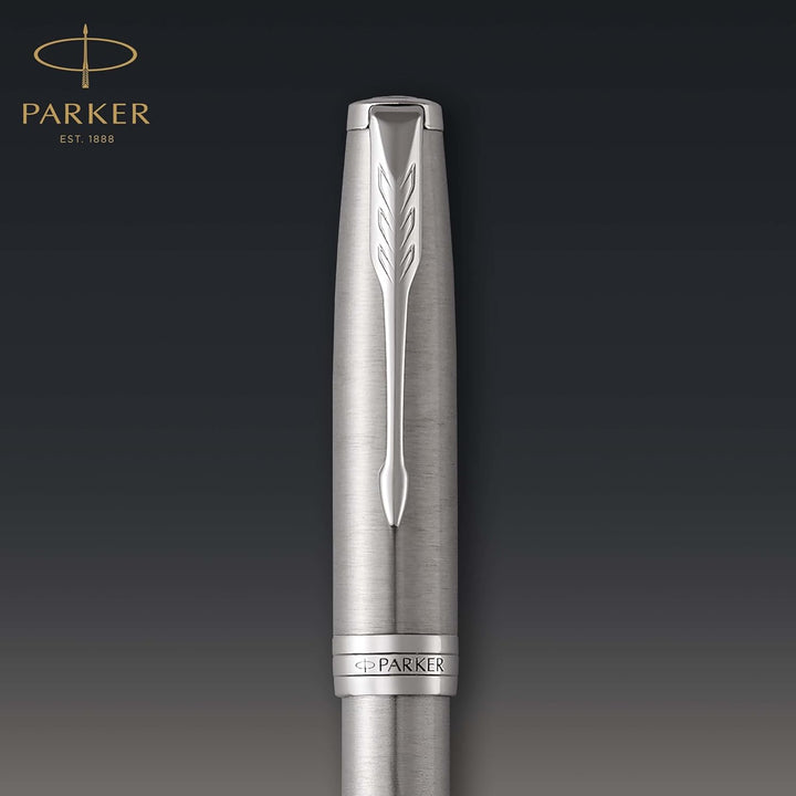 Parker Sonnet Füller | Edelstahl mit Palladiumzierteilen | Füllfederhalter mit feiner Feder | Gesche