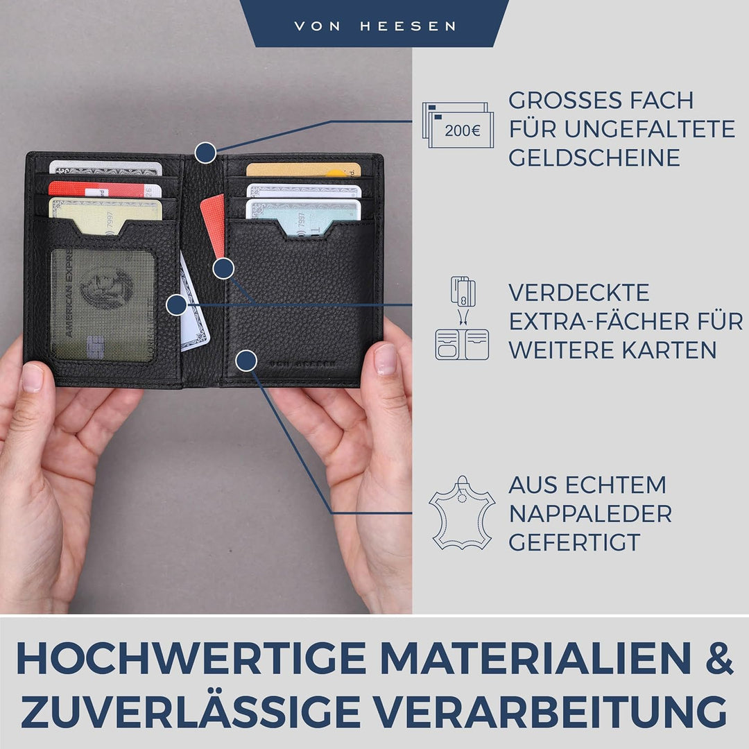 Leder Geldbörse Herren mit Münzfach & RFID Schutz I Echtleder Geldbeutel für Männer & Damen I Portem