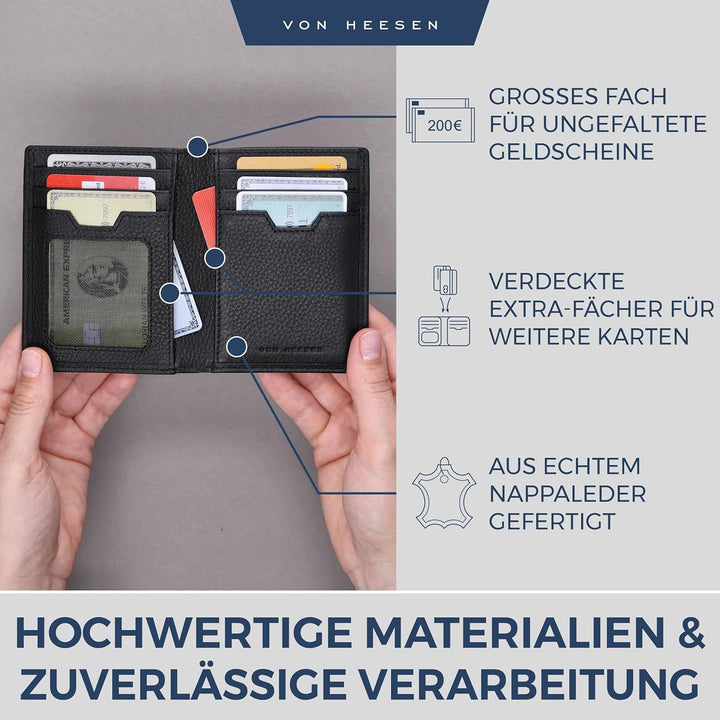 Leder Geldbörse Herren mit Münzfach & RFID Schutz I Echtleder Geldbeutel für Männer & Damen I Portem
