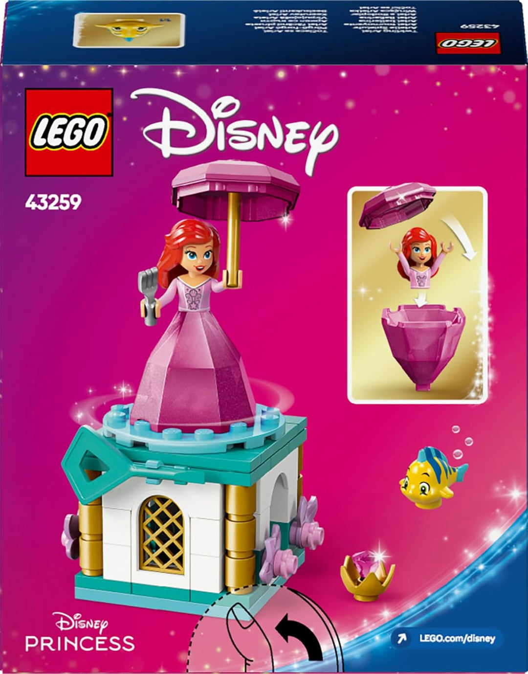 LEGO ǀ Disney Princess Arielle - Spielzeug mit Minifigur - Fabius Figur sowie Zubehör wie Diamant &