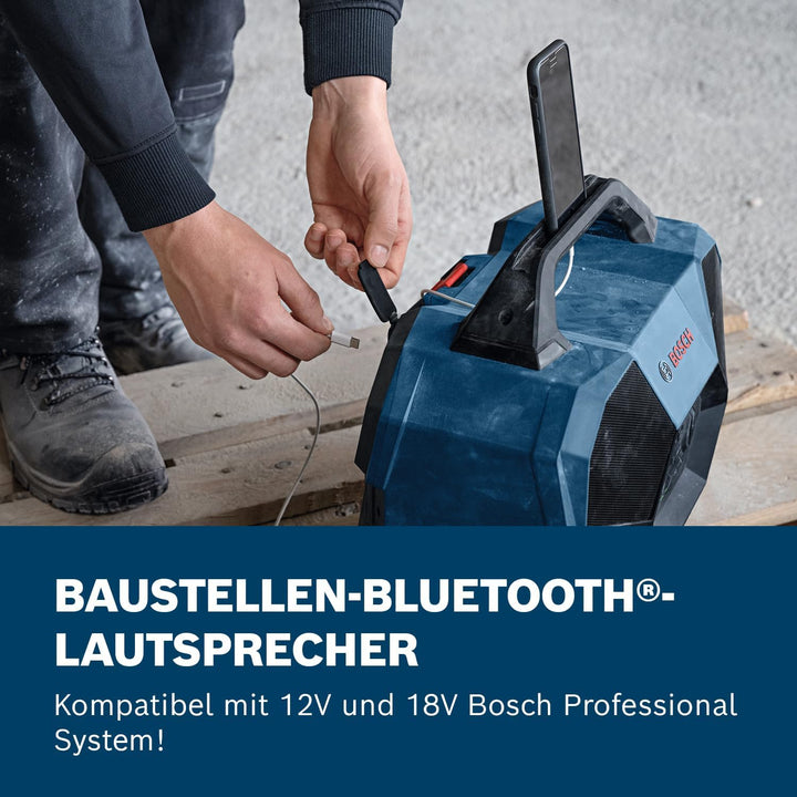 Bosch Professional 18V/12V System Akku-Bluetooth-Lautsprecher GPB 18V-6 C (Bluetooth, USB, Multi-Spe