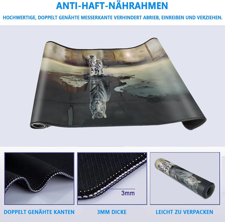 Gaming Mauspad - Mousepad 900 x 400 × 3 MM - XXL Mousepad gross mit Motiv Rutschfestem Gummiboden, v