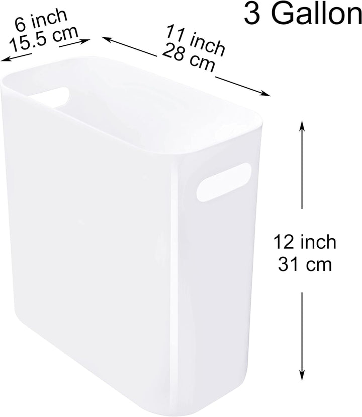 Youngever 2er Pack Schmaler Mülleimer, 10L Kunststoff Müllbehälter, Mülleimer mit Griffen für Heimbü
