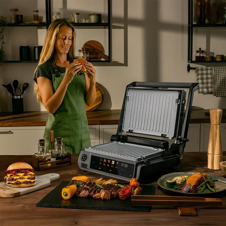 Cecotec Rock'nGrill 2000 Smash PerfectCook Elektrogrill mit Grill, 2000W, Temp-Sonde, Smash Burger,