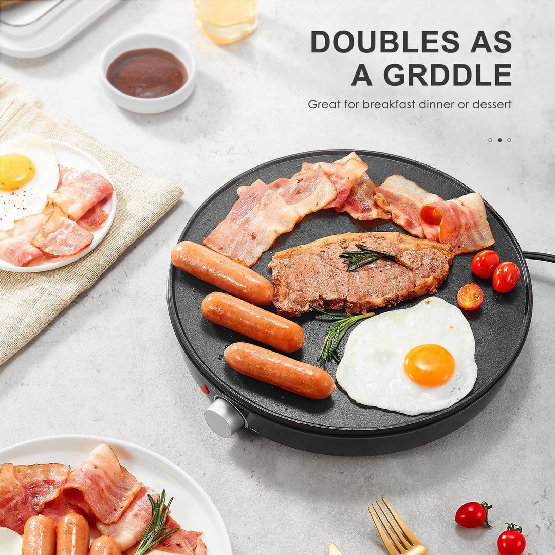 Yabano Crêpes maker, Ø 30 cm Retro Pancake Maker mit Wender und Teigverteiler