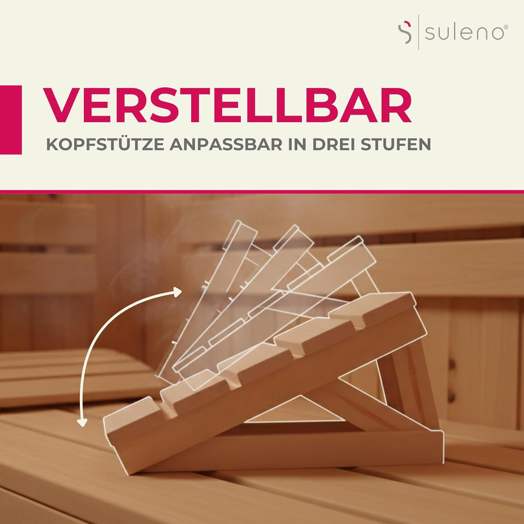 SULENO Sauna Kopfstütze JARI verstellbar Espe Nackenstütze Kopfkeil