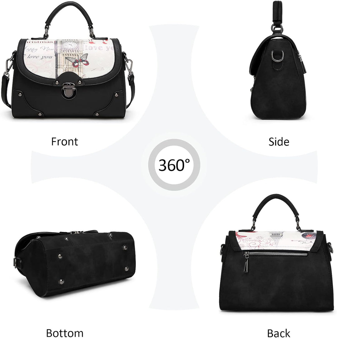 DIRRONA Elegant Damen Handtasche Modedruck Schultertasche Lässig Reisen Umhängetasche Mittel PU Lede