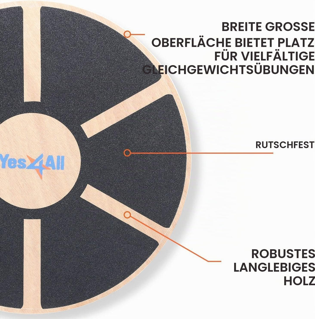 Yes4All Gleichgewichtsboard aus Holz; Wackelbrett mit Hochwertiger Rutschfester Oberfläche; Bevorzug