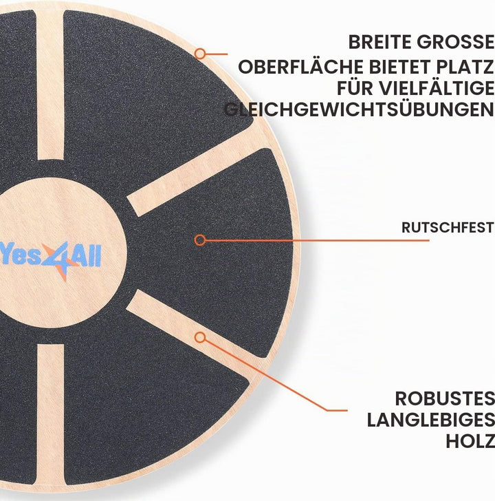 Yes4All Gleichgewichtsboard aus Holz; Wackelbrett mit Hochwertiger Rutschfester Oberfläche; Bevorzug