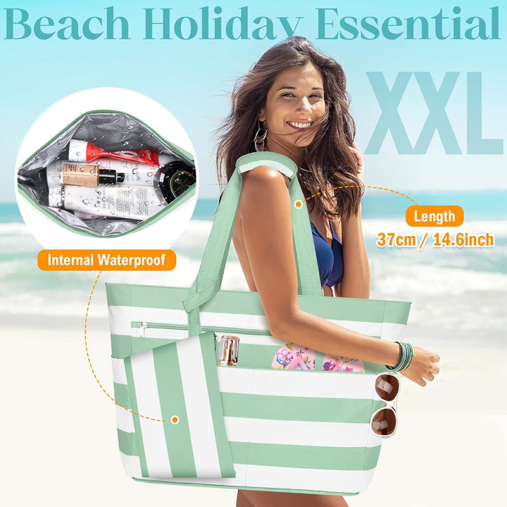 Grosse Strandtasche mit Reissverschluss XXL Familie Strandtasche Damen Gross Shopper Tasche Beach To