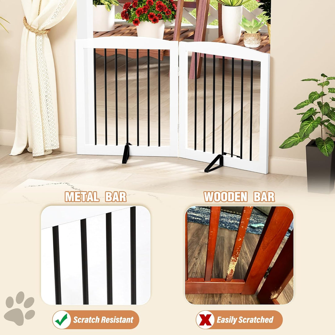 Absperrgitter Hund,Schutzgitter Holz, Freistehendes Hundeabsperrgitter Türgitter Treppengitter Schut