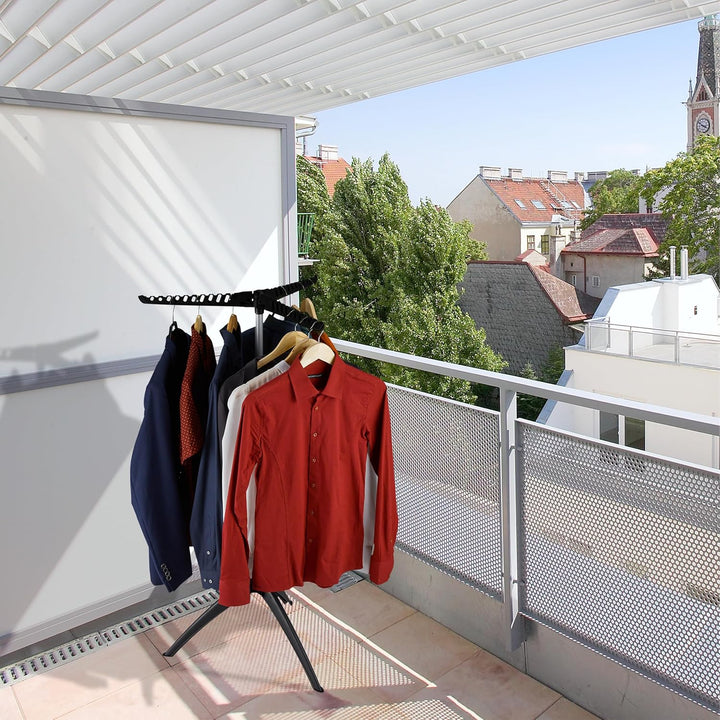 Relaxdays Bügelwäscheständer klappbar, Camping, Balkon, platzsparender Wäschestandtrockner, HxD:129x