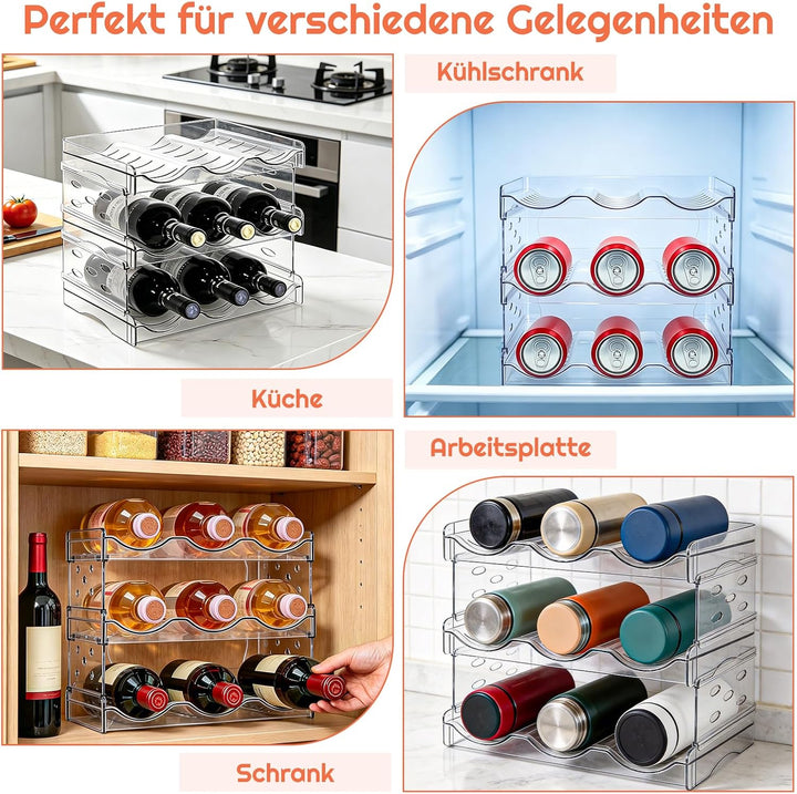 Top-spring Flaschenregal stapelbar, Küchen Organizer, Flaschenhalter Kühlschrank & Schrank Organizer