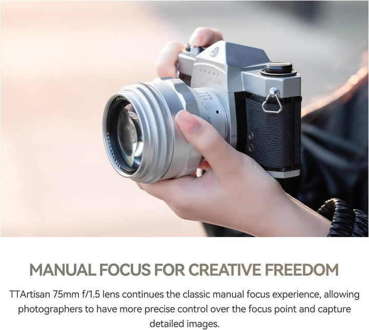 TTARTISAN 75 mm F1,5 Objektiv für M42 Mount Swirly Bokeh Vollformat Manueller Fokus Prime Objektive