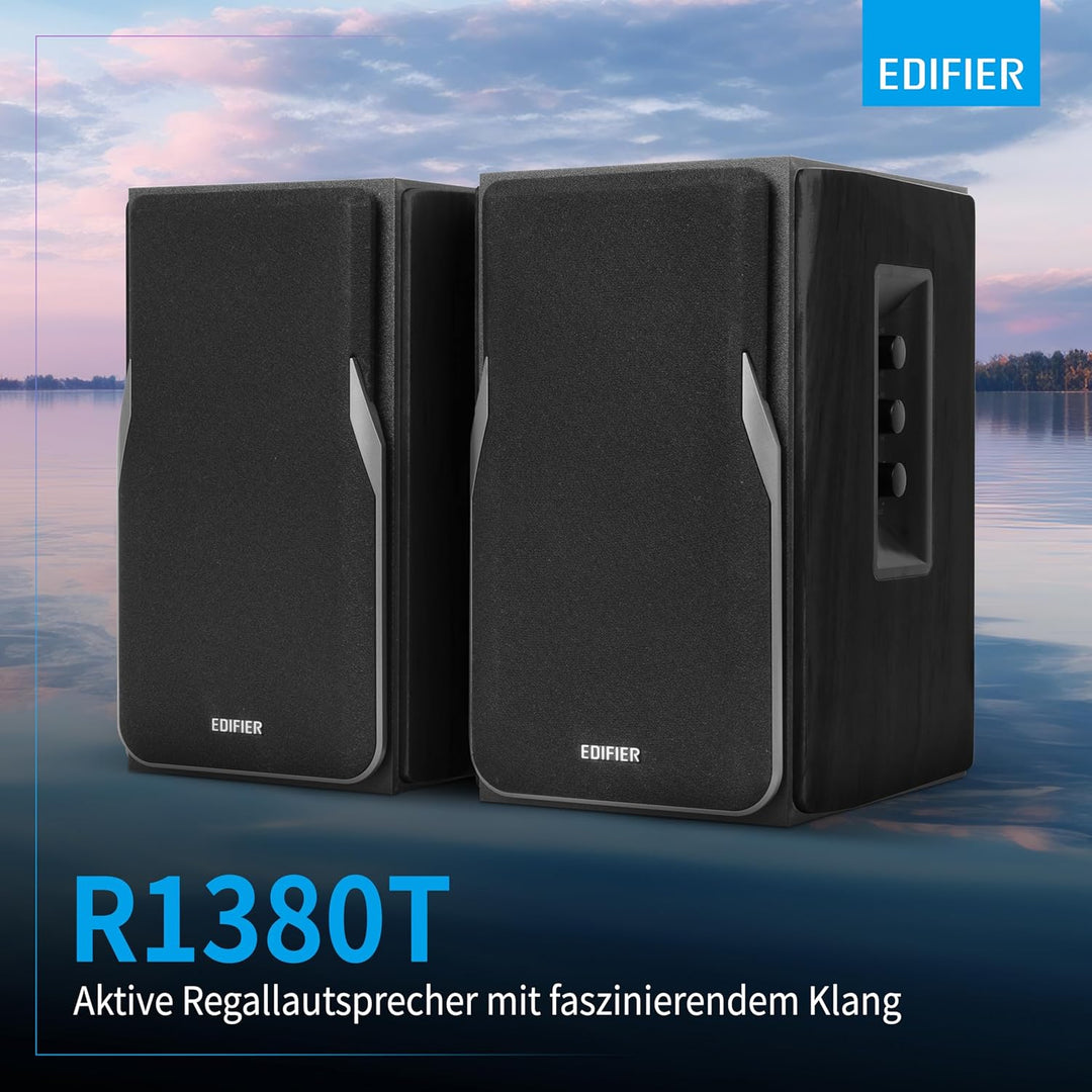 EDIFIER Studio R1380T 2.0 Regallautsprecher-System (42 Watt) im Echtholzgehäuse (MDF). Zwei LINE IN