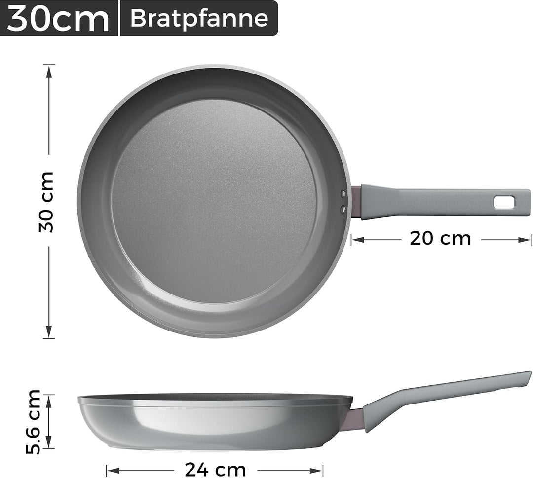 Sanho Bratpfanne 30cm, Keramikpfanne Antihaft Induktion, Omelette Pfanne, 30cm