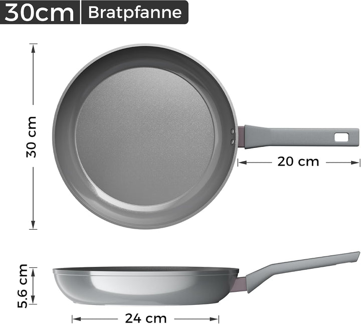 Sanho Bratpfanne 30cm, Keramikpfanne Antihaft Induktion, Omelette Pfanne, 30cm