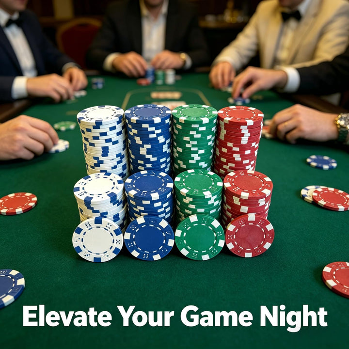 SEETOOOGAMES Casino-Poker-Chips, 11,5 g, gestreift, 4 Farben (rot, grün, weiss und blau) 50 rot, 50
