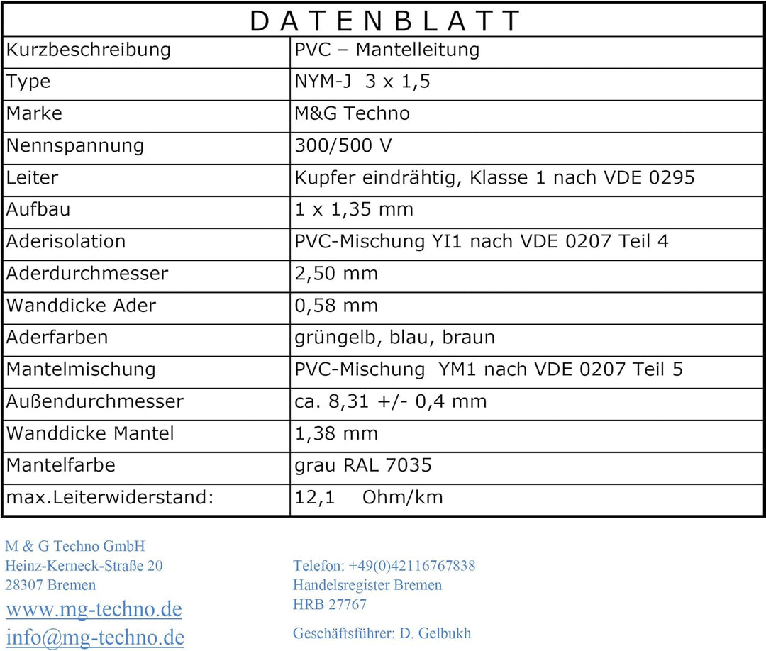 OKSI 60m NYM-J 3x1,5 mm² Mantelleitung Feuchtraumkabel Elektrokabel Kupfer Made in Germany, 60m NYM-