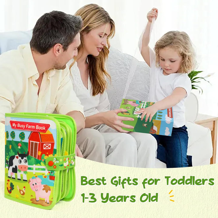 XIAPIA Montessori Busy Board ab 1 2 Jahr, Baby Spielzeug Filzbuch Bauernhof Activity Busy Book, Besc