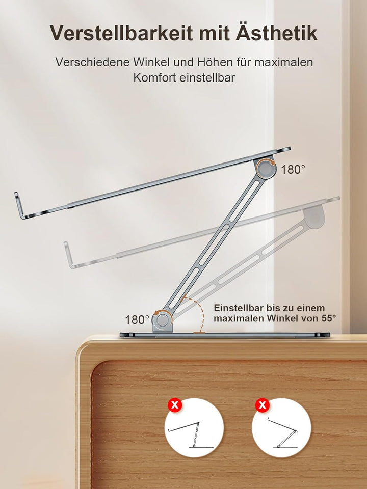 CIRYCASE Laptop Ständer Höhenverstellbar, Schnell Kühlender Laptop Stand, Ergonomischer Tragbarer Al
