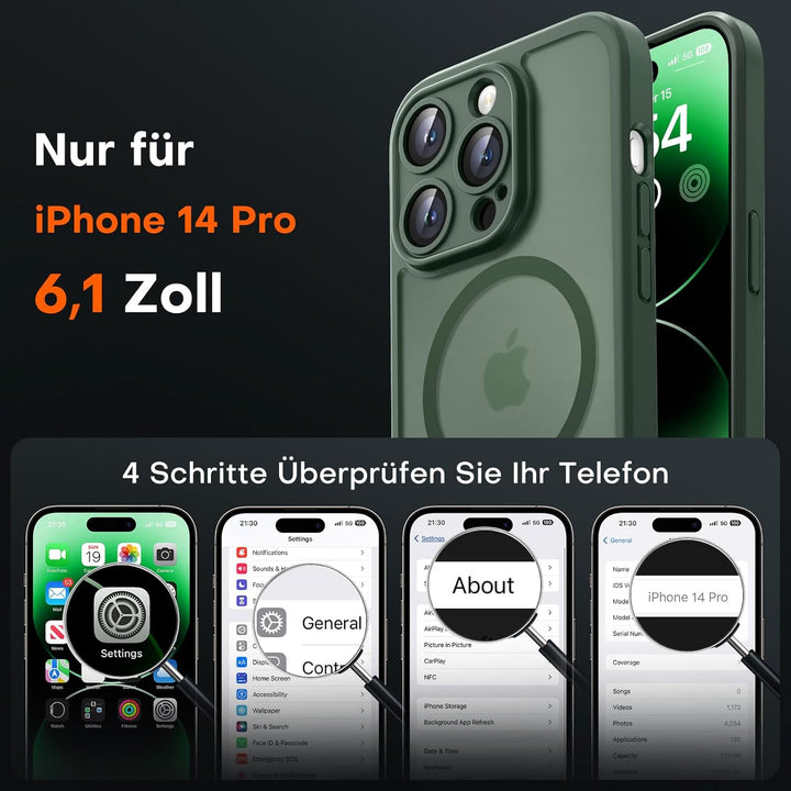 TOCOL 3 in 1 für iPhone 14 Pro Hülle für Magsafe, [Vollständiger Kameraschutz] Stossfest Kratzfest M
