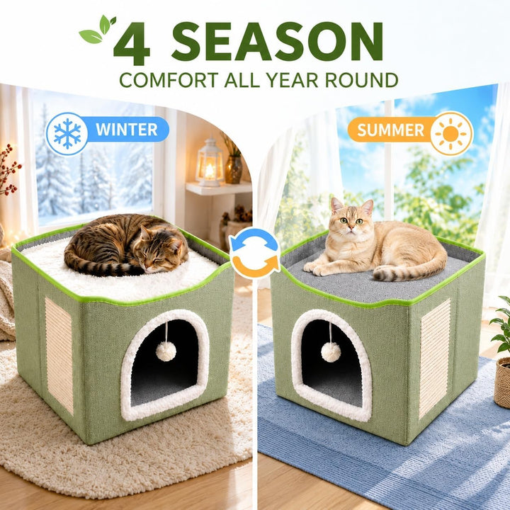 FURRYPAWS Katzenhöhle - Gemütliches Katzenhaus für drinnen und draussen, Ideal als Katzenhaus Indoor