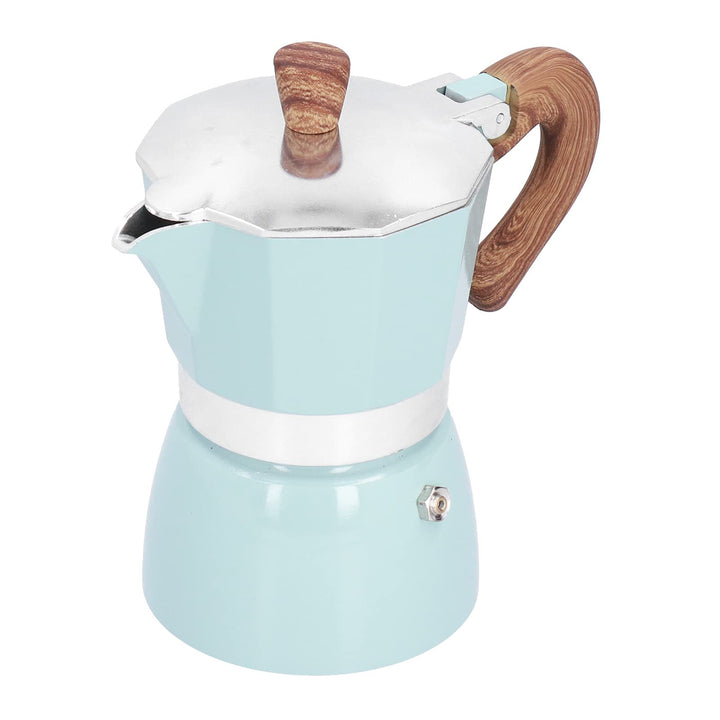 Moka Espressokocher 3 Tassen, Italienisch, Aluminium, Tragbar, Verbrühungssicherer Griff, Blau