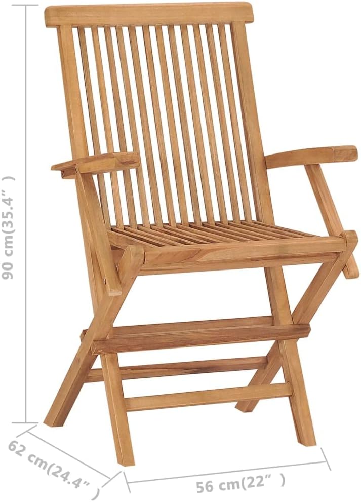 vidaXL 3X Teak Massiv Gartenstuhl mit Armlehnen Klappbar Holzstuhl Klappstuhl Stuhl Stühle Gartenmöb