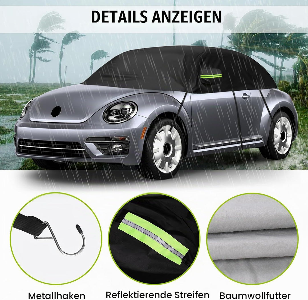 Autoabdeckung Wasserdicht Ersatz für VW Beetle 1998-2019, Sonnenfest Hälfte Autoabdeckung, Halbgarag