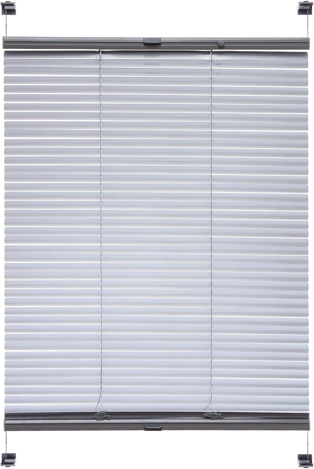 Liedeco Klemmfix-Jalousie, Aluminiumjalousie | Montage ohne Bohren | B 90 cm x H 130 cm | Silber 90