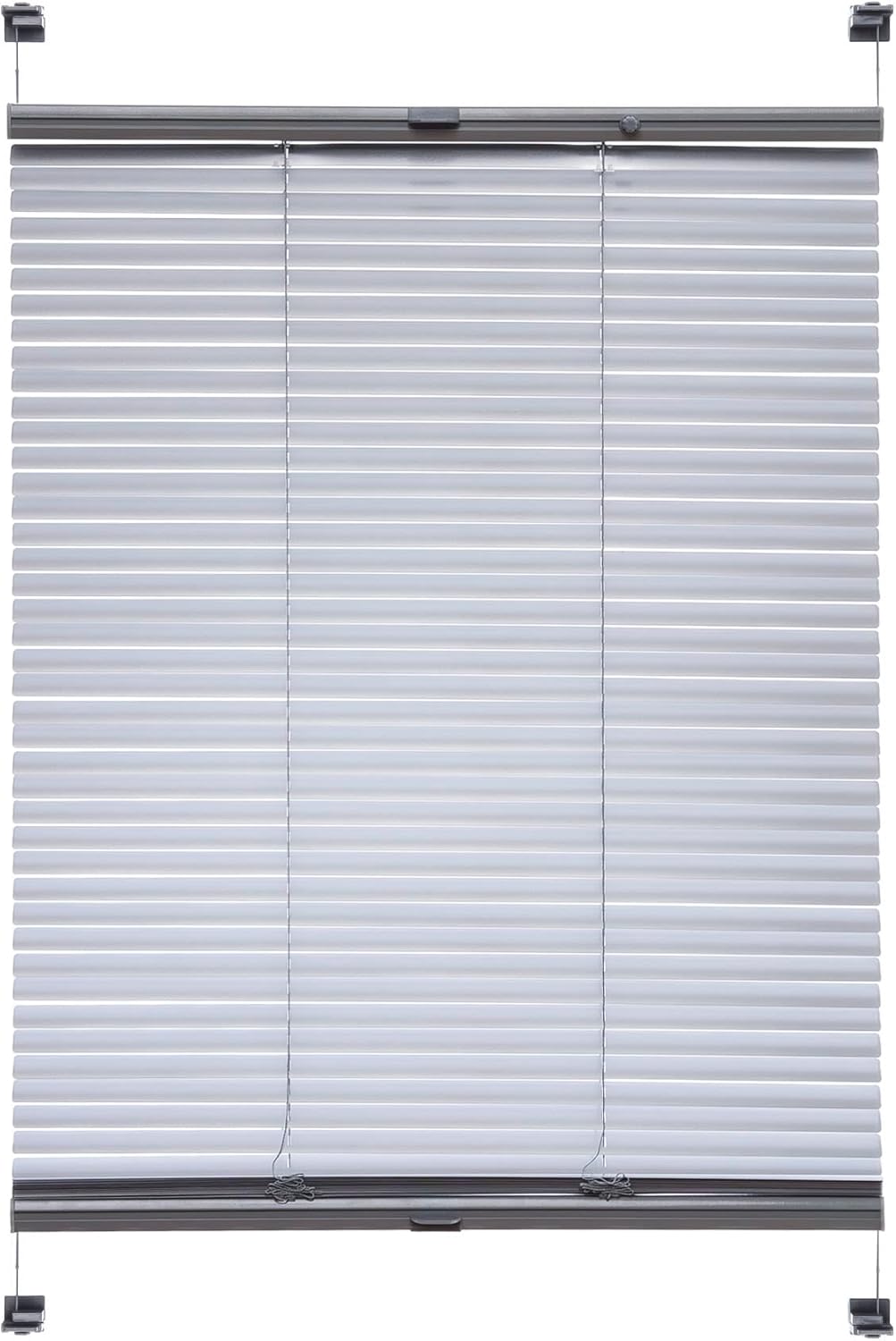 Liedeco Klemmfix-Jalousie, Aluminiumjalousie | Montage ohne Bohren | B 50 cm x H 130 cm | Silber B50
